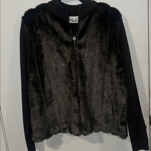 Adrienne Landau chocolate brown Fo- Fur Jacket